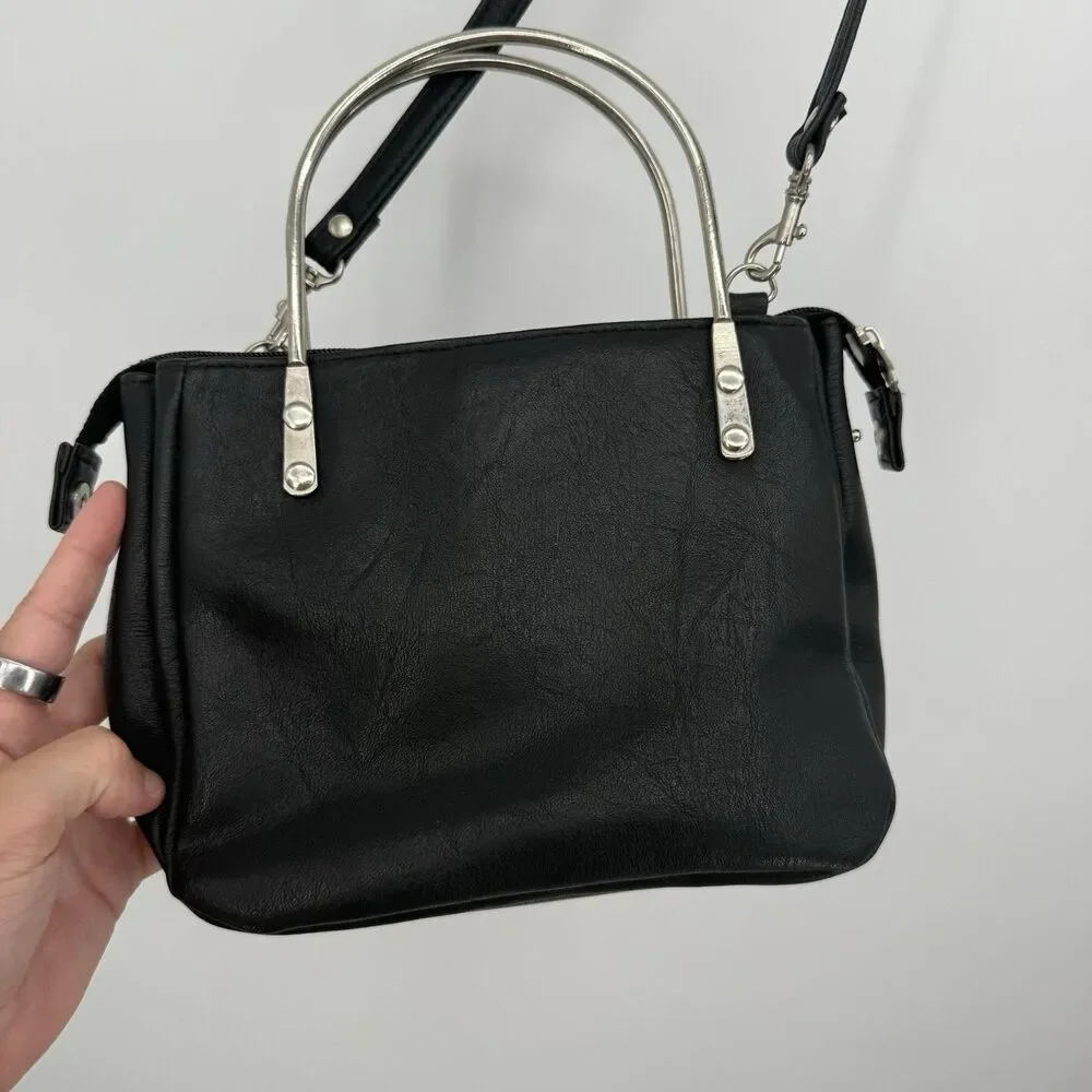 Chateau Y2k Black Faux Leather Animal Print Leopard Bag Crossbody Purse